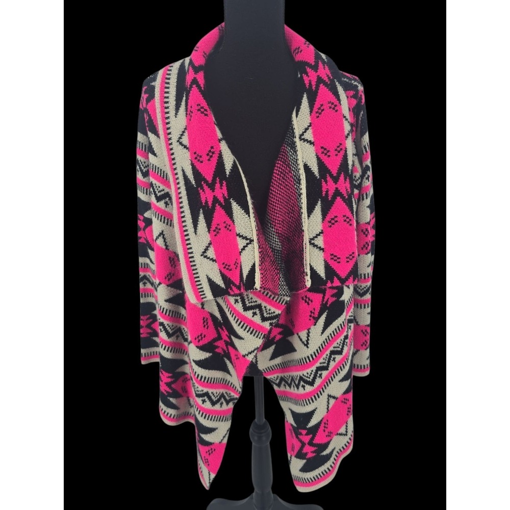 Entro Sweater Women's Small Cardigan Pink Black Southwestern‎